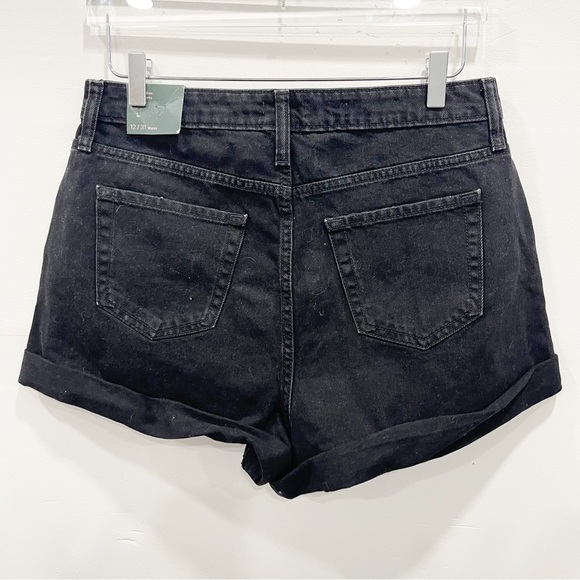 Wild Fable Highest Rise Mom Shorts in Black Cuffed Cotton - Picture 3 of 10